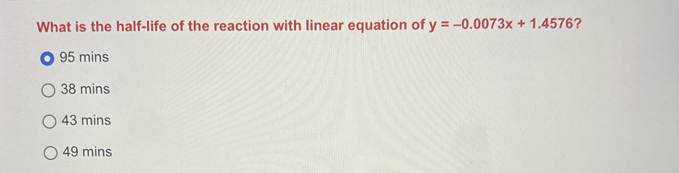 Solved What is the half-life of the reaction with linear | Chegg.com