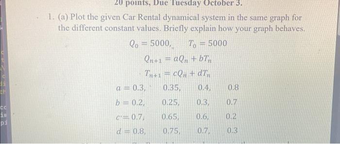 Solved (a) Plot The Given Car Rental Dynamical System In The | Chegg.com