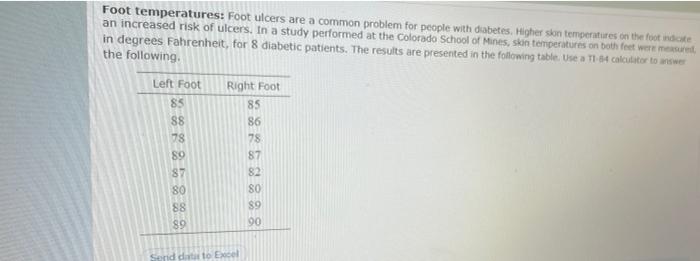 Solved Foot Temperatures: Foot Ulcers Are A Common Problem 