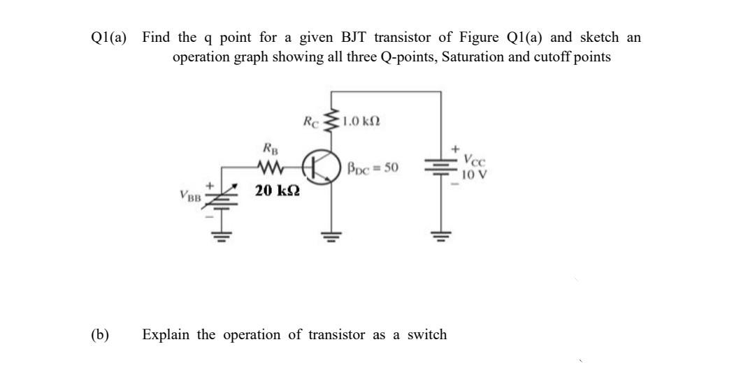 Solved Ql(a) Find the q point for a given BJT transistor of | Chegg.com