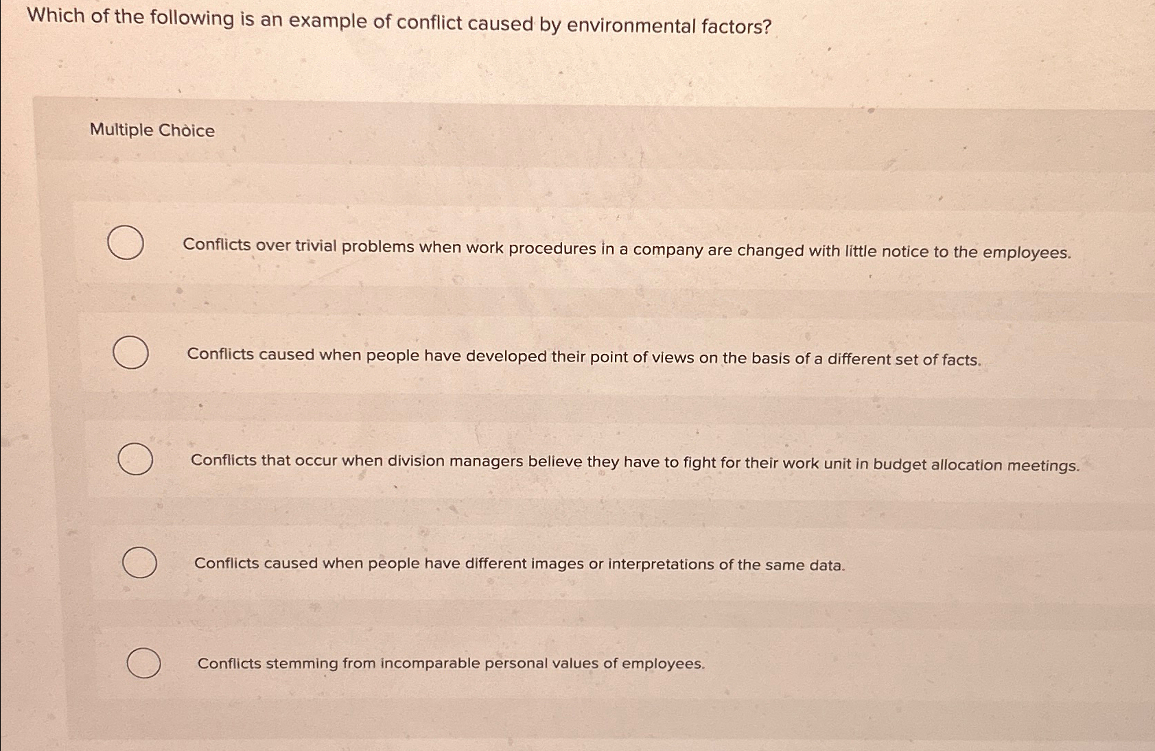 Solved Which of the following is an example of conflict | Chegg.com