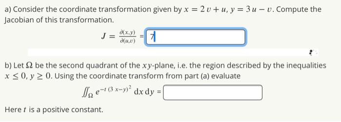 Solved A Consider The Coordinate Transformation Given By Chegg Com