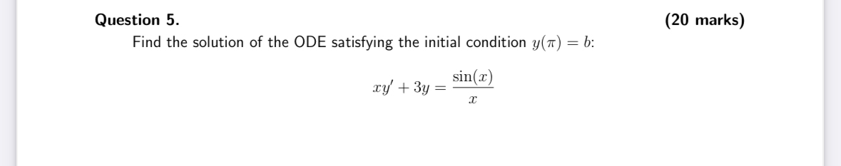 Solved Question 5.(20 ﻿marks)Find the solution of the ODE | Chegg.com