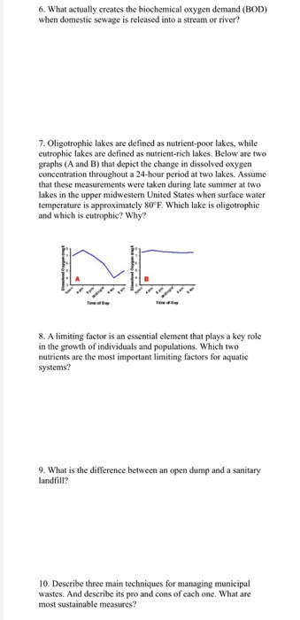Solved 6. What actually creates the biochemical oxygen | Chegg.com