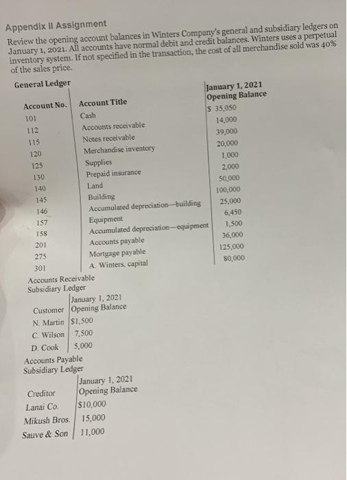 Solved 120 1,500 Appendix II Assignment Review the opening | Chegg.com