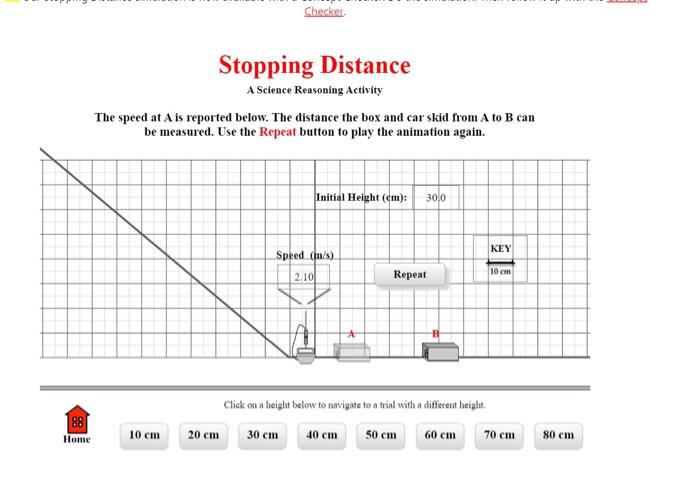3. Go to the Stopping Distance lab at the Physics | Chegg.com