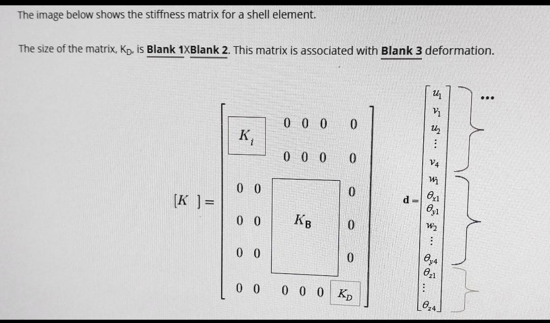 Solved The image below shows the stiffness matrix for a | Chegg.com