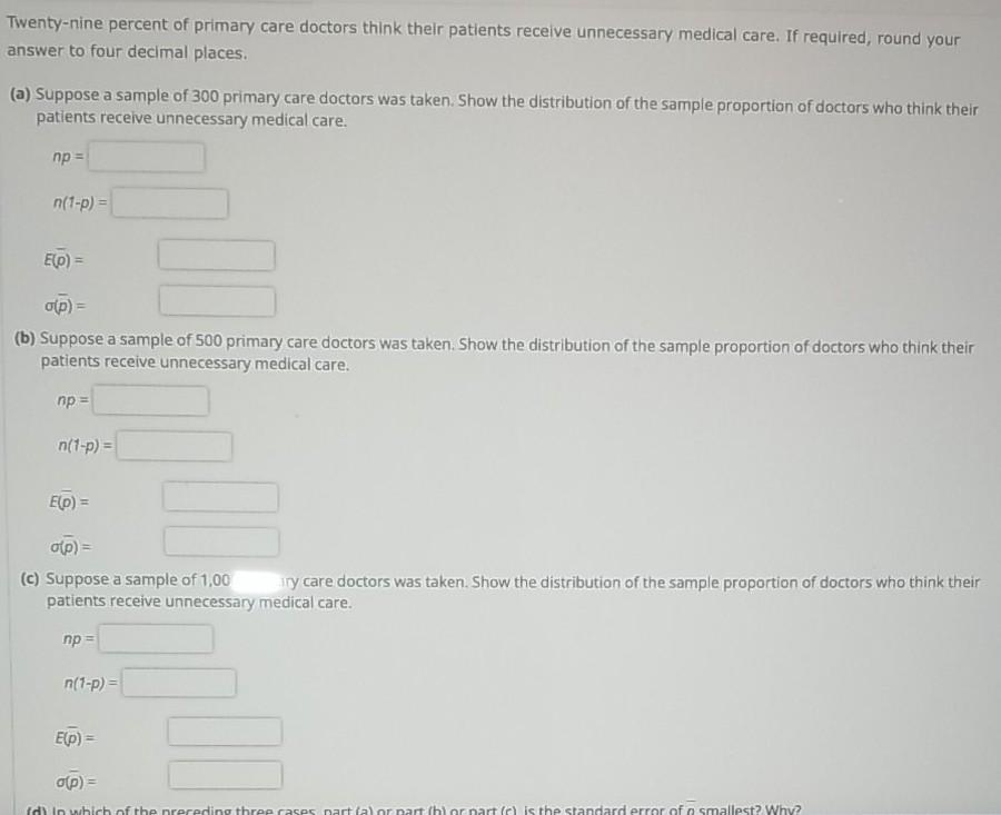 Solved Twenty Nine Percent Of Primary Care Doctors Think Chegg