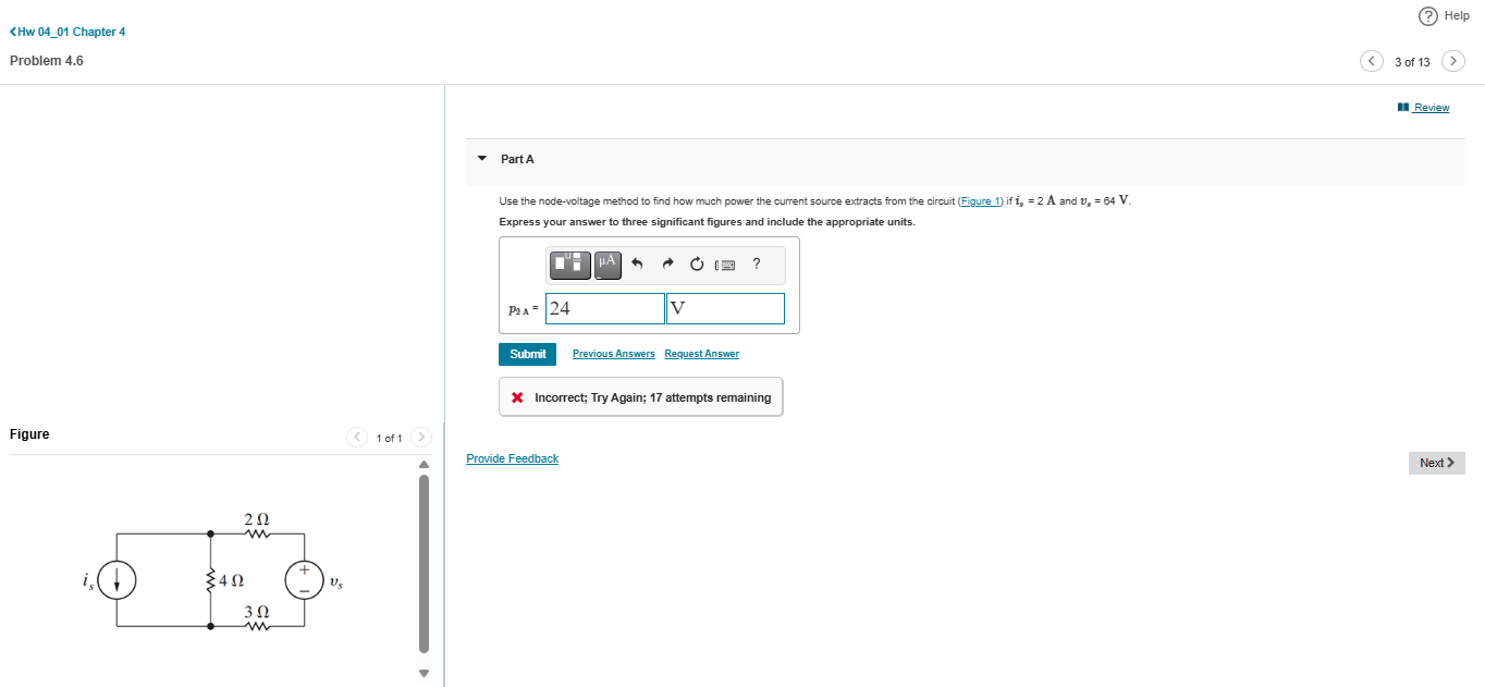 Solved Problem 4.6 ﻿Part A Use the node-voltage method to | Chegg.com