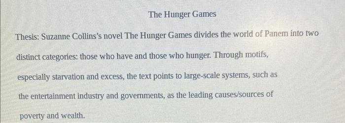 thesis of the hunger games