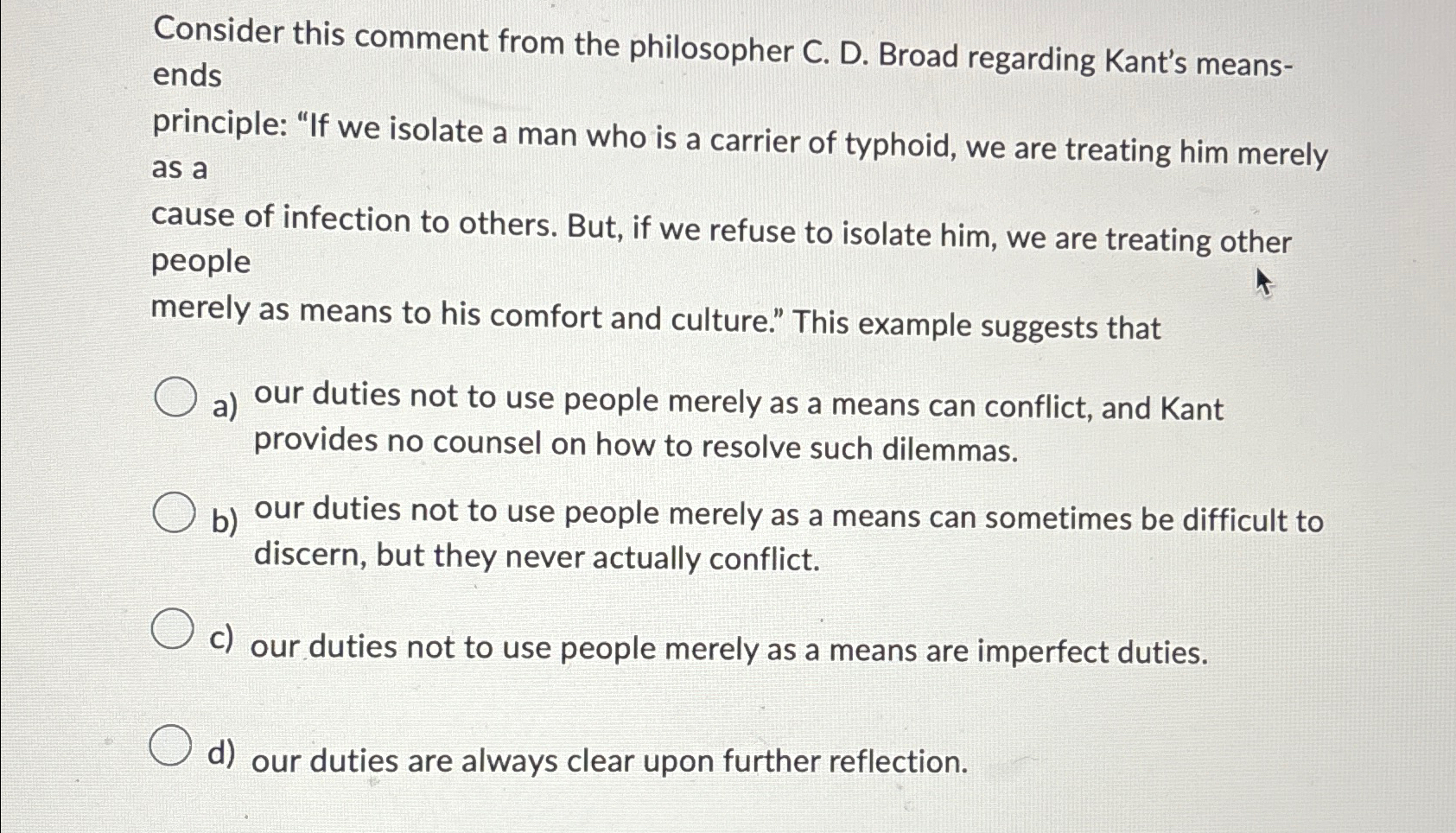 Solved Consider this comment from the philosopher C. ﻿D. | Chegg.com