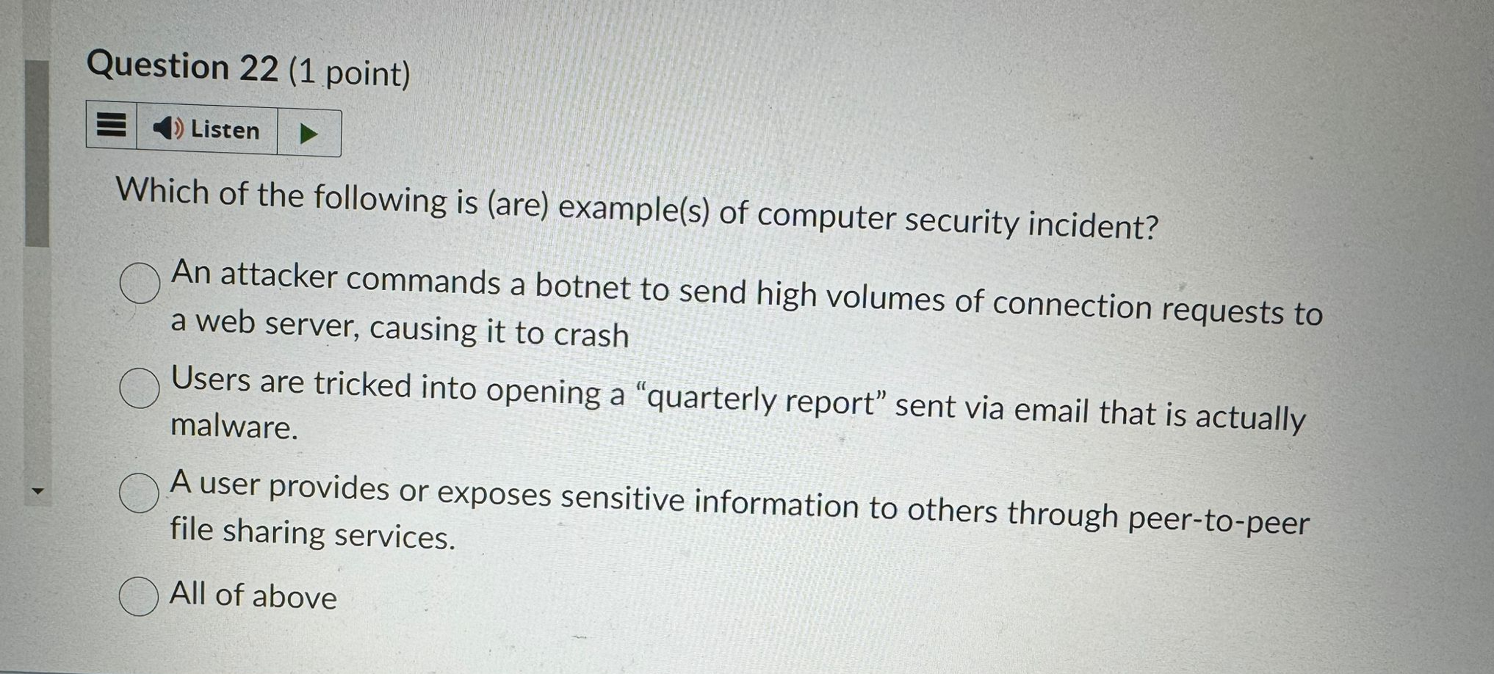 Solved Question 22 (1 ﻿point)Which of the following is (are) | Chegg.com