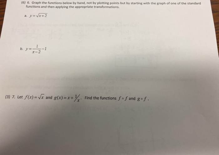 Solved (6) 6. Graph the functions below by hand, not by | Chegg.com