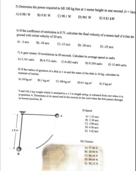 Solved 5) Determine the power required to lift 100 kg box at
