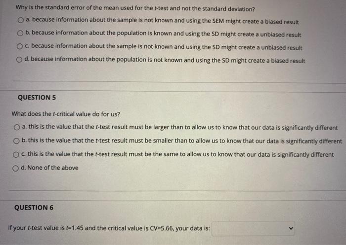 Solved Why is the standard error of the mean used for the | Chegg.com