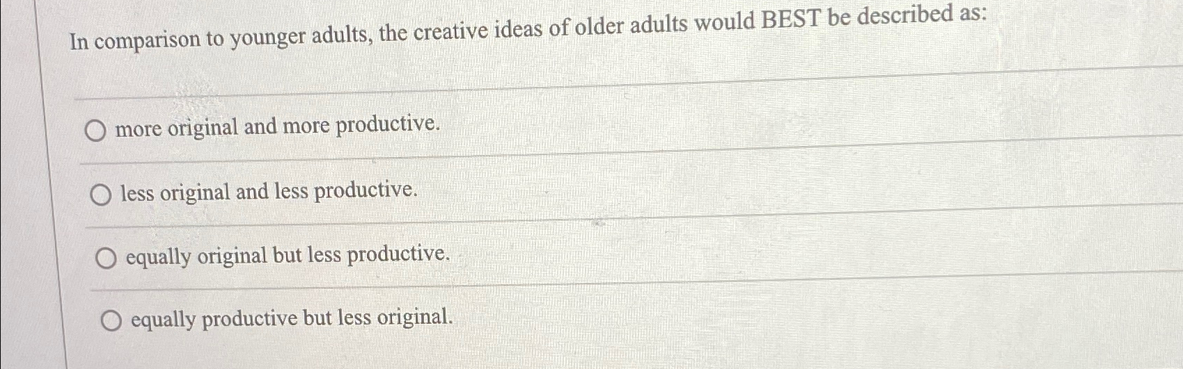 Solved In comparison to younger adults the creative ideas Chegg