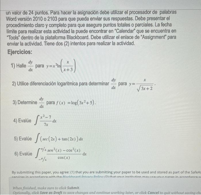 un valor de 24 puntos. Para hacer la asignación debe utilizar el procesador de palabras Word versión 2010 o 2103 para que pue