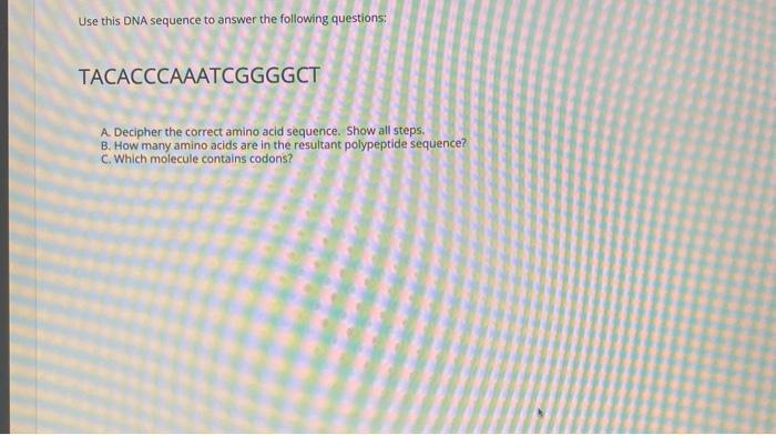 Solved Use This DNA Sequence To Answer The Following | Chegg.com