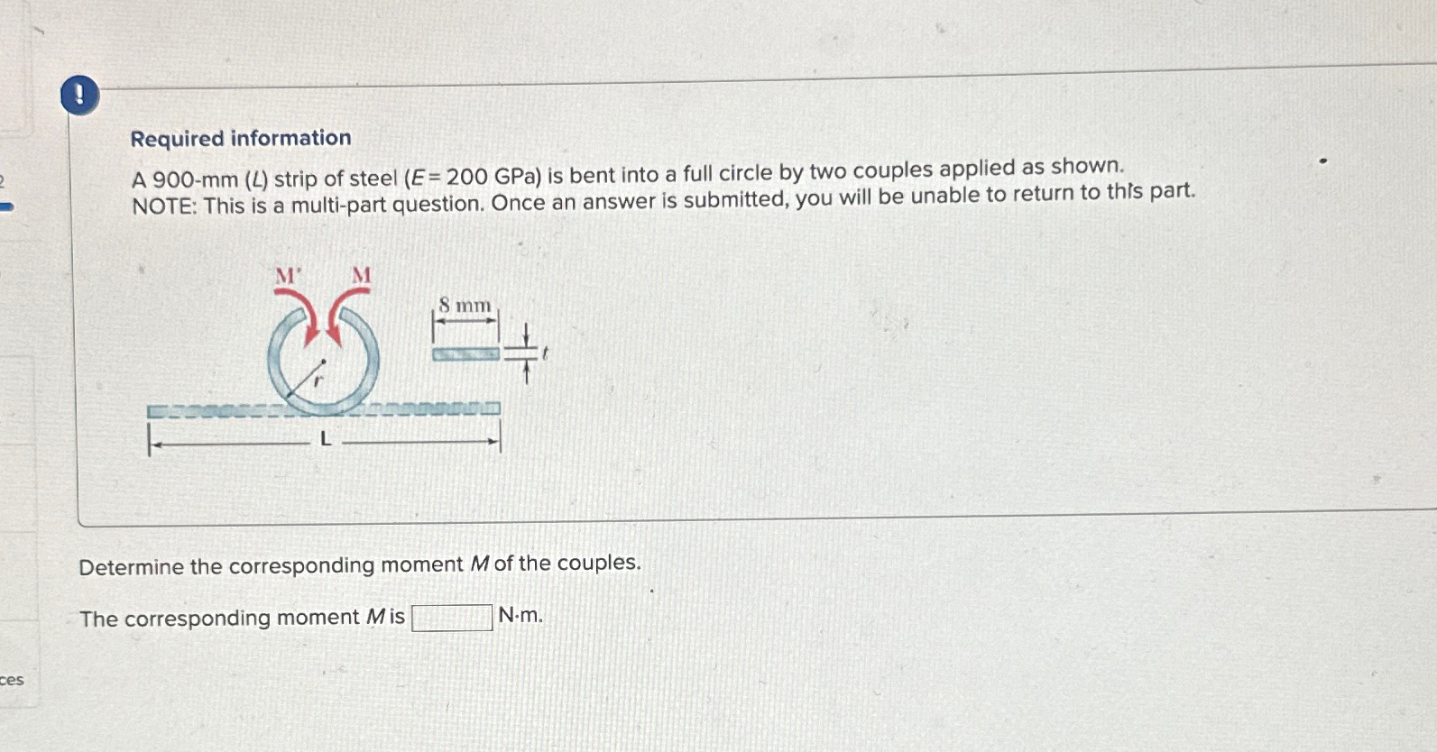 Solved ?Required informationA 900-mm (L) ﻿strip of steel | Chegg.com