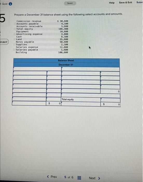 Solved Prepare a December 31 balance sheet using the | Chegg.com