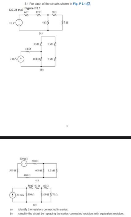 Solved 3 1 For Each Of The Circuits Shown In Fig P3 10