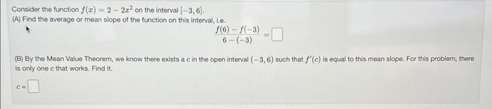 Solved Consider the function f(x)=2−2x2 on the interval | Chegg.com