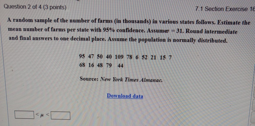 Solved Question 2 of 4 (3 points) 7.1 Section Exercise 16 A | Chegg.com