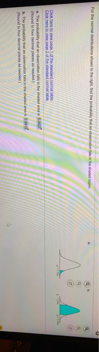 Solved For the normal distributions shown to the right, find | Chegg.com