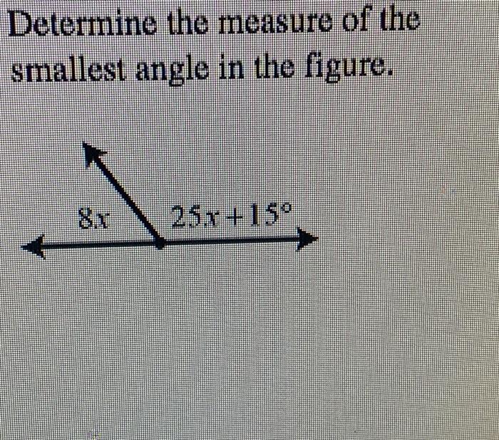 Solved Determine the measure of the smallest angle in the | Chegg.com