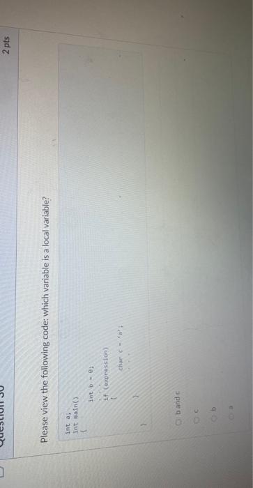 Solved Please view the following code: which variable is a | Chegg.com
