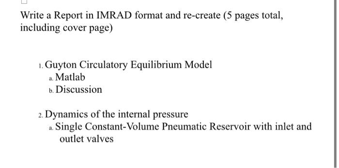 Solved Write A Report In IMRAD Format And Re-create ( 5 | Chegg.com