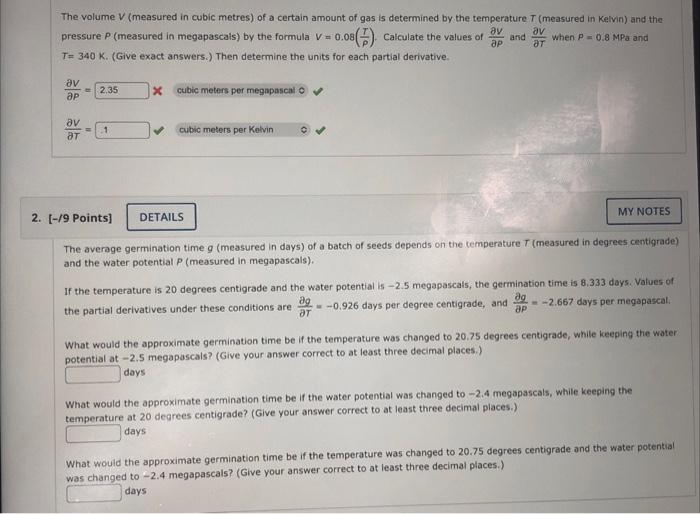 Solved The volume V (measured in cubic metres) of a certain 