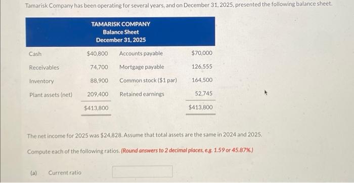 Solved The Net Income For 2025 Was 24 828 Assume That Chegg Com   Image