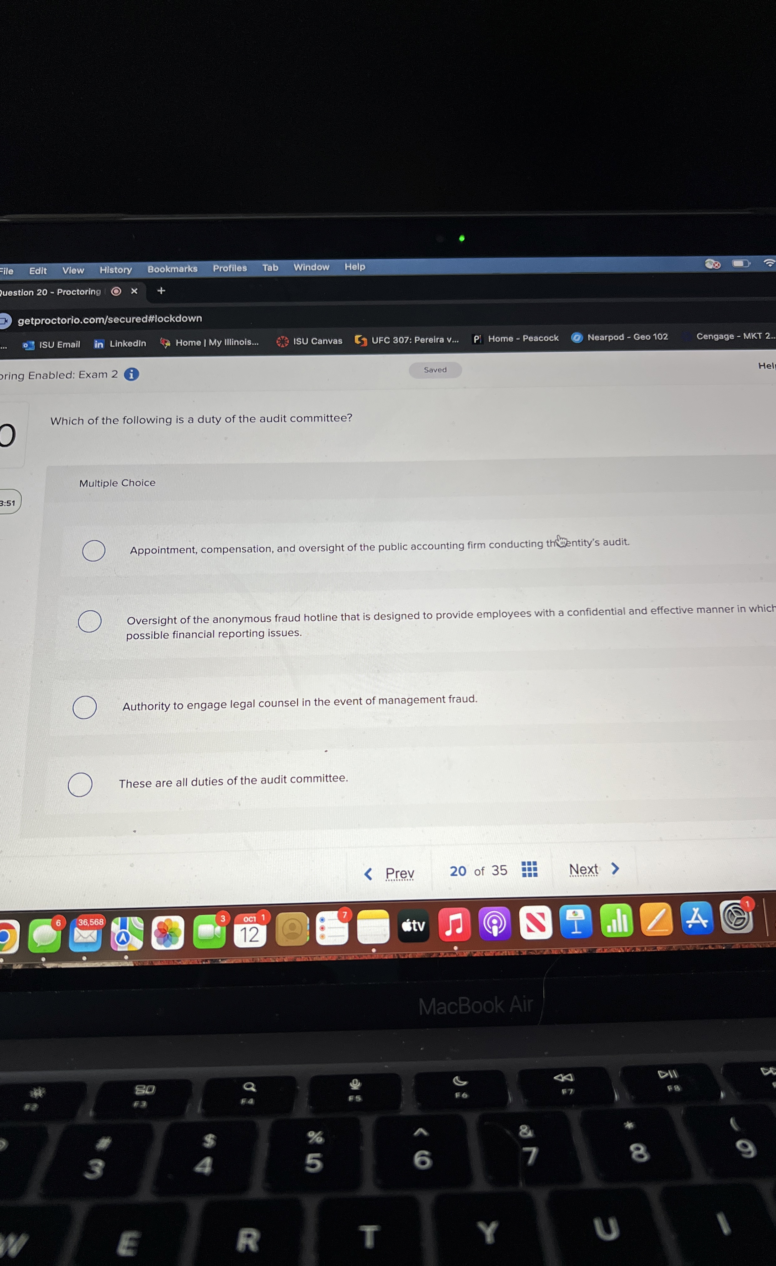 Solved Which of the following is a duty of the audit | Chegg.com
