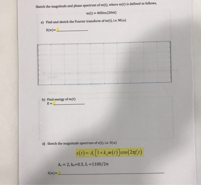 Solved Sketch the magnitude and phase spectrum of m(t), | Chegg.com
