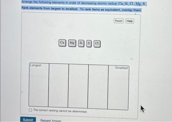 Solved Arrange the following elements in order of decreasing | Chegg.com