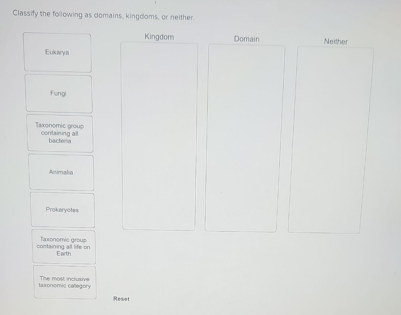 Solved Classify The Following As Domains Kingdoms Or Chegg Solved Classify The Following As Domains Kingdoms Or Chegg