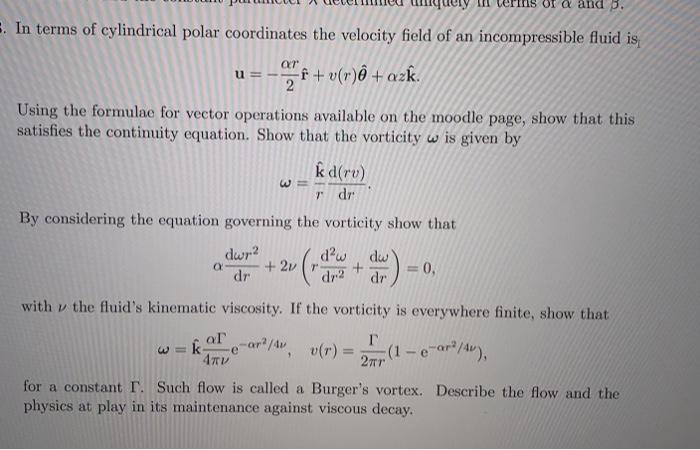 Solved In terms of cylindrical polar coordinates the | Chegg.com