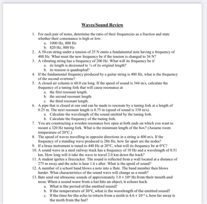 Solved 1. For each pair of notes determine the ratio of Chegg