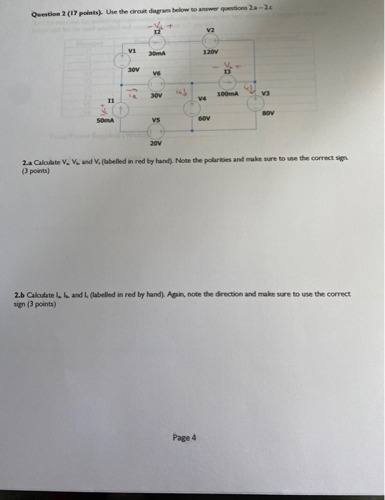 Solved Question 2 (17 points). Use the circuit diagram below | Chegg.com