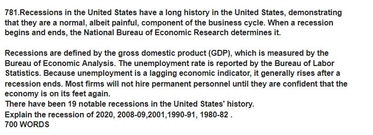 Solved 781.Recessions In The United States Have A Long | Chegg.com