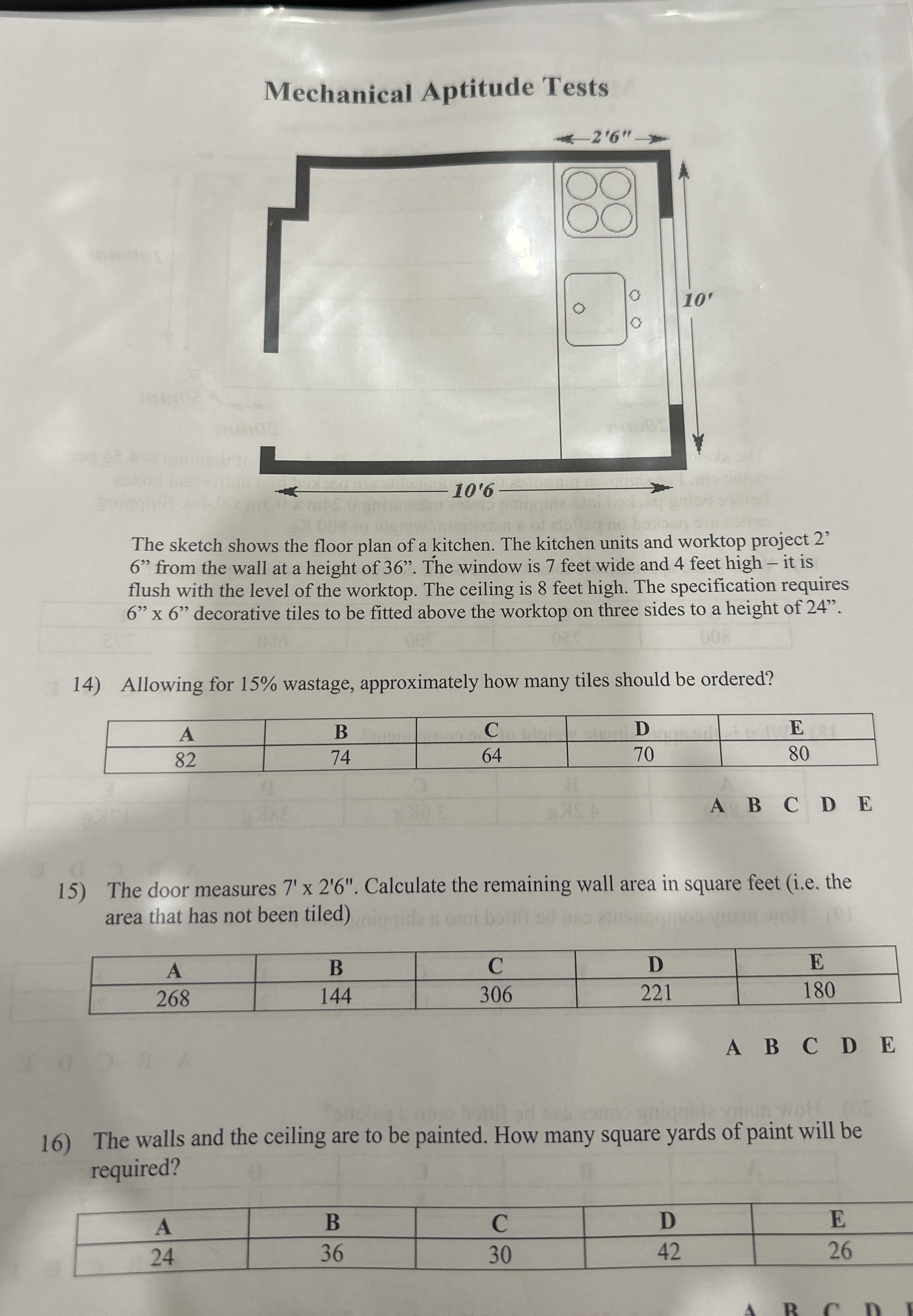 The sketch shows the floor plan of a kitchen. The