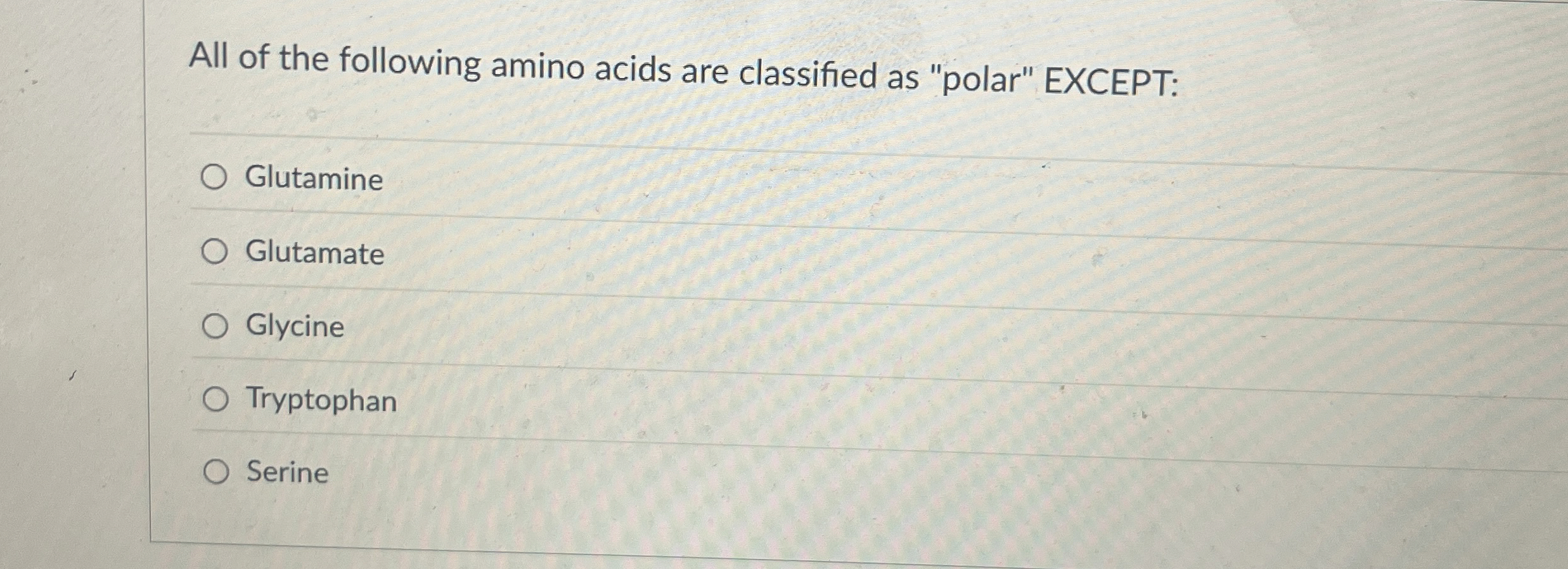 Solved All of the following amino acids are classified as | Chegg.com