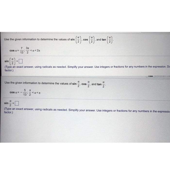 Solved Use the given information to determine the values of | Chegg.com