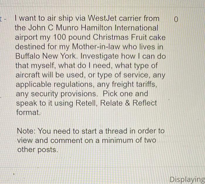 Solved t 0 I want to air ship via WestJet carrier from the