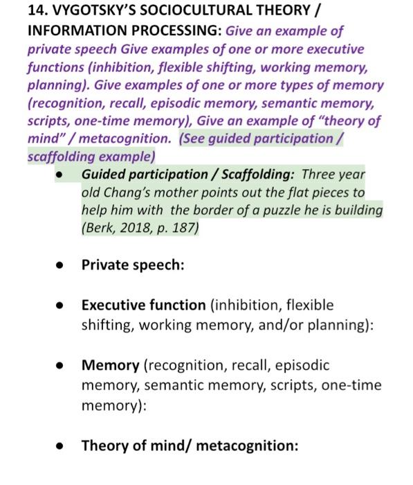 Vygotsky's sociocultural outlet theory examples