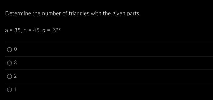 Solved Determine The Number Of Triangles With The Given | Chegg.com