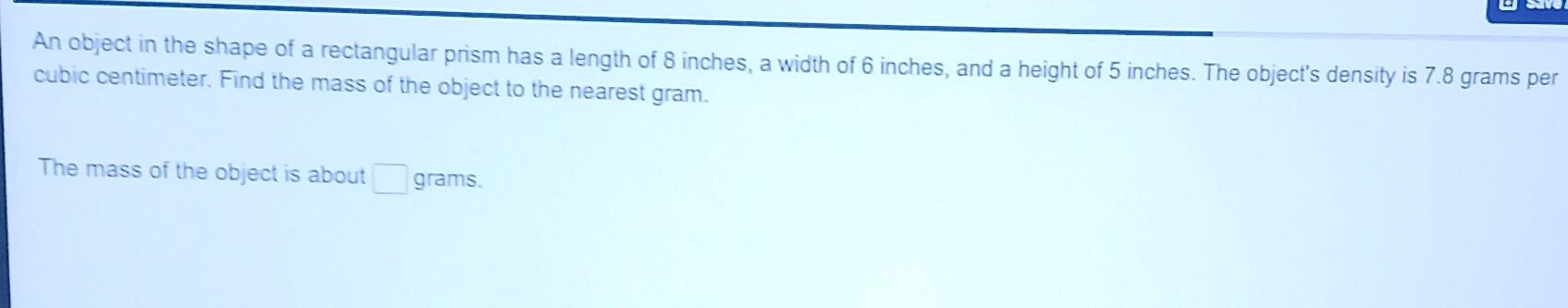 Solved An object in the shape of a rectangular prism has a | Chegg.com