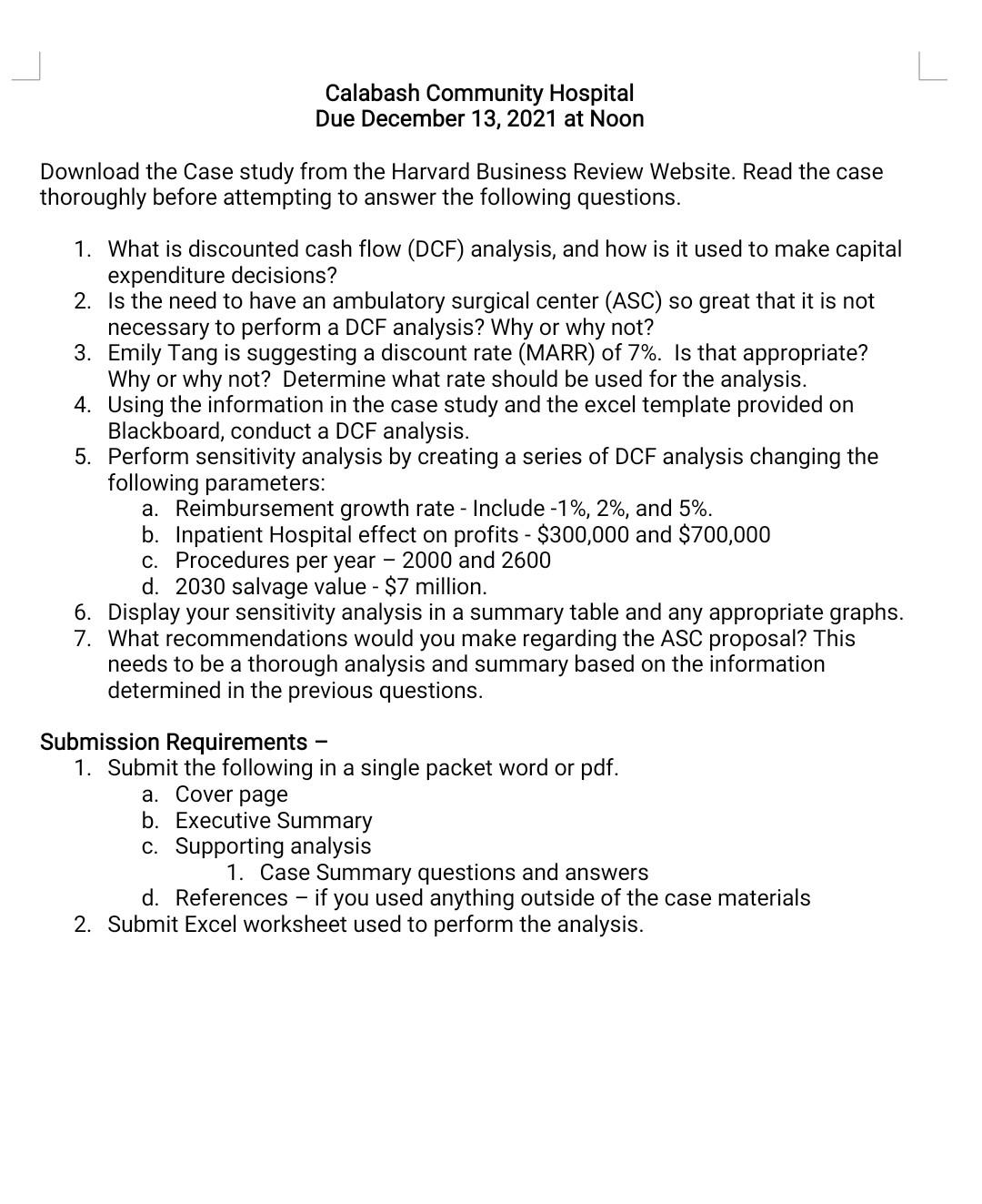 calabash community hospital case study solution