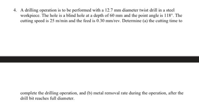 Solved A drilling operation is to be performed with a 12.7 | Chegg.com